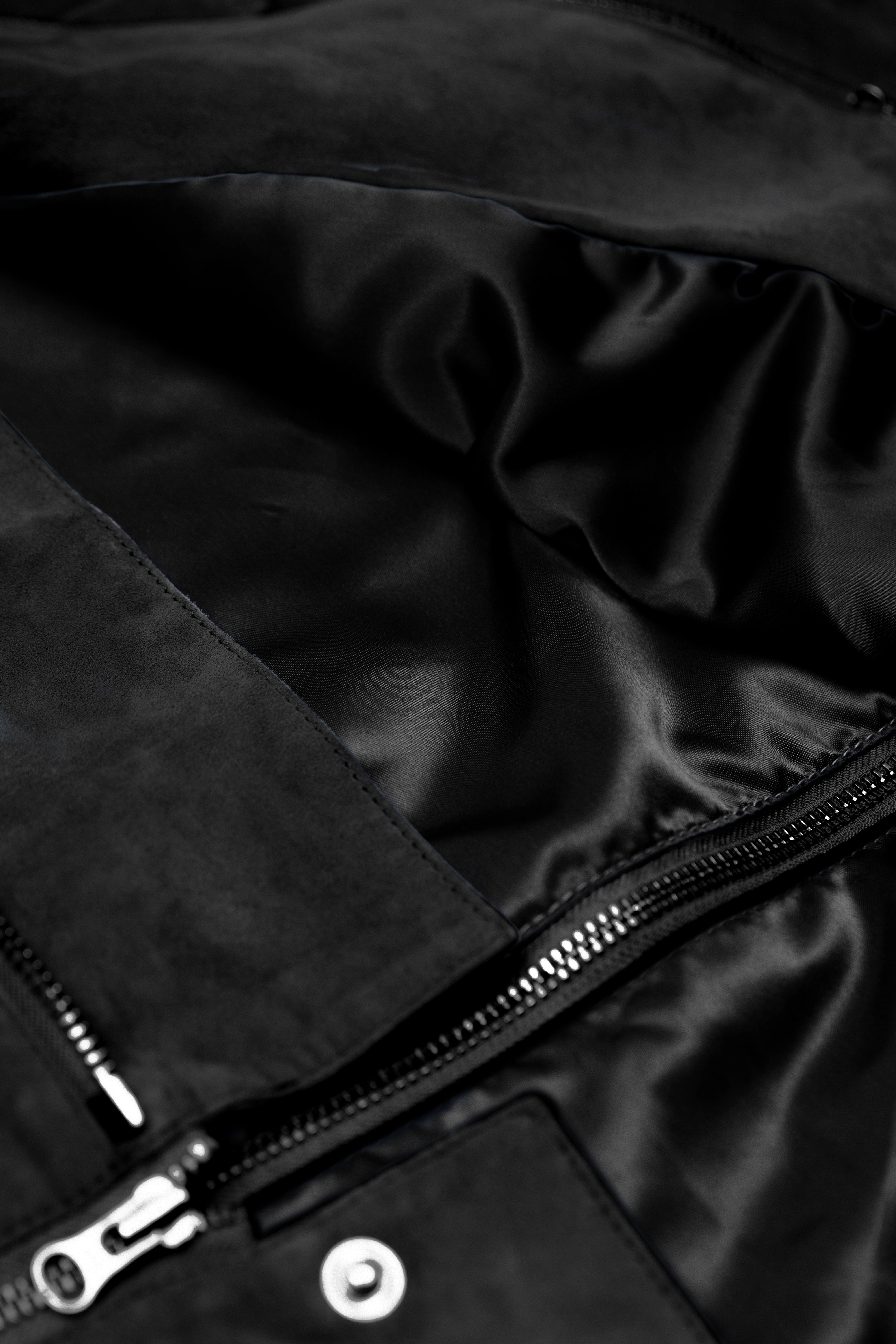 Crew Neck Leather Jacket